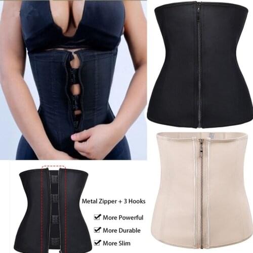 Women latex zipper Corset Bustier 3 Hook waist trainer slimming belt sexy corselet sexy lingerie women shapewear corpete shaper