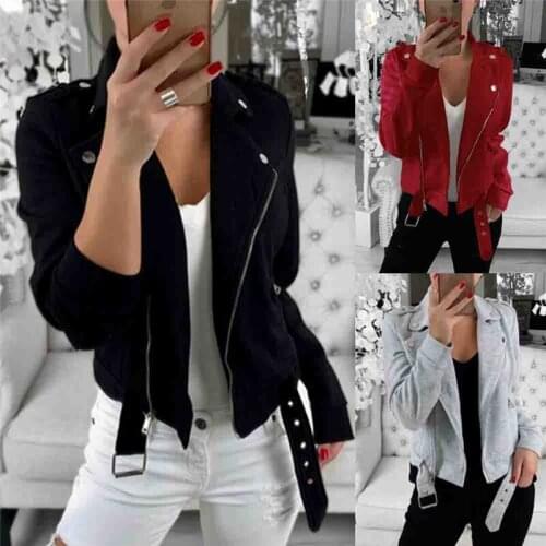 2020 New Lady Jacket Coat Faux Leather Zipper Viper Slim Fit Casual Coat Coat Long Sleeve Basic Fashion Jacket Streetwear