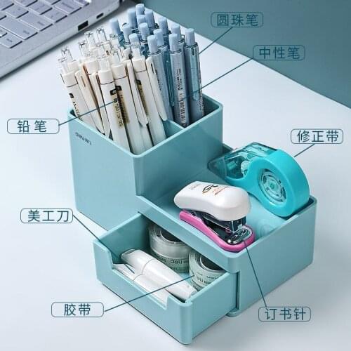 Nordic Style Multifunctional Plastic Pen Holder Desk Organizer Cosmetic Storage Box Desktop Drawer Storage Organizer Sundries