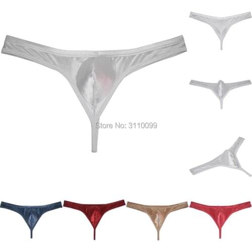 Mens Low Rise Contour Bulge Pouch Thong Underwear Shiny Bikini Jockstrap String Tangas