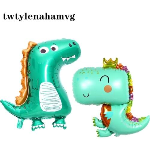 New Green Cartoon Dinosaur Kid Toy Aluminum Foil Balloon Birthday Party Childrens Day Halloween Zoo Theme Decoration DIY Ball