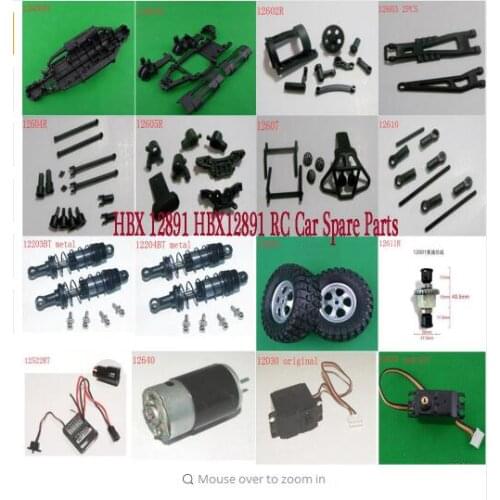 HBX 12891 RC Car Original Parts motor servo ESC Swing arm Differential charger Shock absorber Drive shaft tire Screw gear