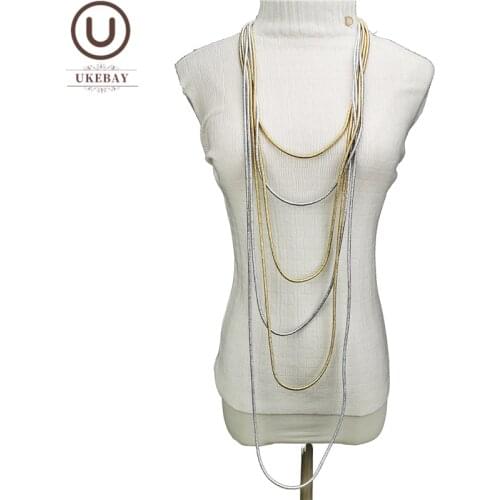 UKEBAY New Luxury Jewelry Designer Handmade Necklaces Women Gold Alloy Chains Long Necklaces Party Wedding Clothes Accessories