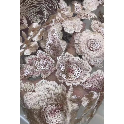 High Quality Mesh Lace Fabric Sequins Tulle Embroidery Craft Sewing For DIY Evening Party Wedding Dress 5 Yards