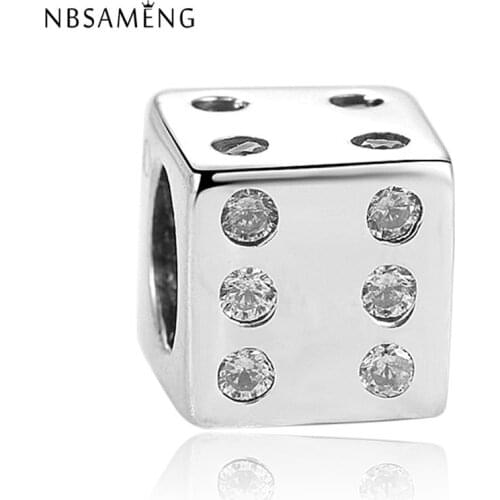 Authentic 925 Sterling Silver Bead Charm Vintage Cube Dice Beads Fit Women Bracelets & Bangles Jewelry yw20366