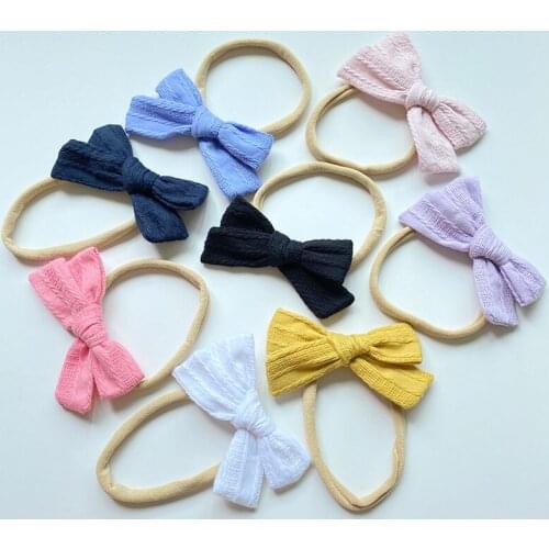 Jacquard Baby Headband Newborn Bows Hair Accessories Cotton Girl Thin Nylon Head Bands Children 3 Inches Handmade Hair Clips