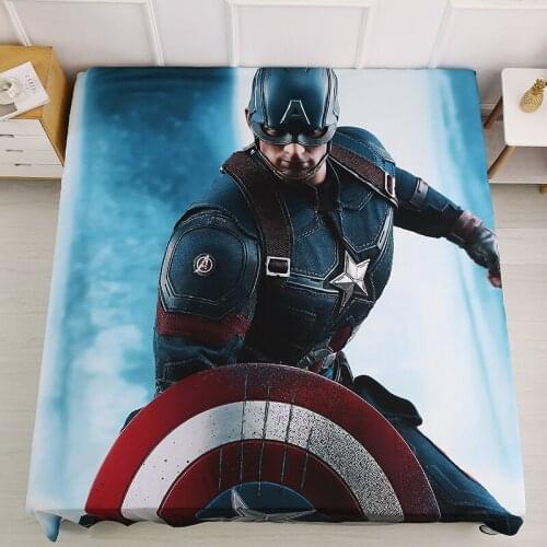 Disney Captain America Iron Man Flat Sheet Children Boys Girls Bedroom Decoration 3D Cartoon Printing Bedspread Kid Bedding Home