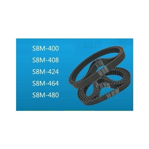 S8M400/408/424/464/480 STS Rubber Timing Belt Black 1PC