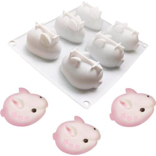 6 cavity net red mousse rabbit silicone chocolate mold ice cream mold handmade soap mold hot sale
