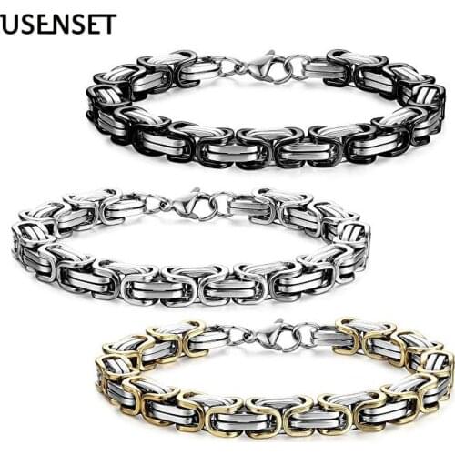 Byzantine Bracelet Titanium Necklace Mens Stainless Steel Jewelry 4-8mm Emperor chain Gifts Gold Filled