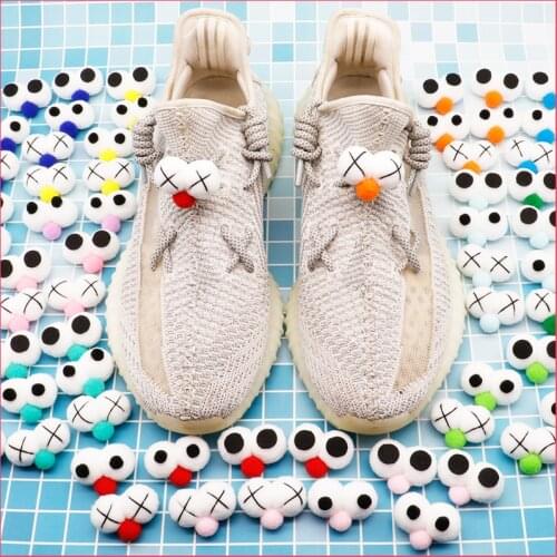 2pcs Cute Furball Eyes Shoelace Buckle for AF/AJ YEEZY350 Sneakers Buckle Accessories DIY Cartoon Canvas Shoes Lace Buckle