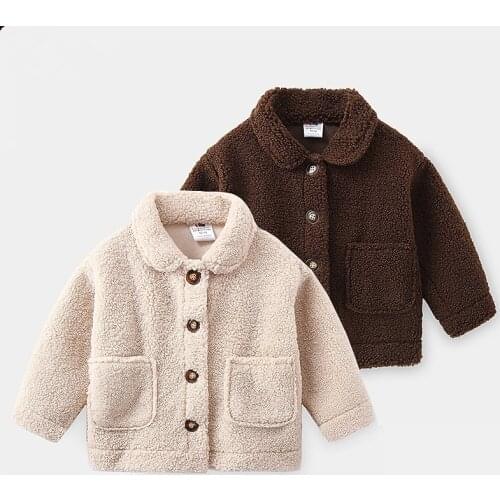 2020 Winter Warm Fashion 2 3 4 6 8 10 Years Button Pocket Solid Color Thickening Corduroy Jacket Outwear For Kids Baby Boys