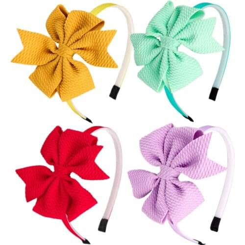 1 PC Girls Hair Accessories Hair Bows Hairband Fabric Hair Bows Party Hairbands 3inch Bow Knotted Kid Head-hoop Headwear
