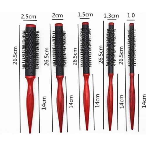 1pc Curly Round Roll Hair Brush Nylon Professional Comb Salon Barber Hairbrush Hairdressing Styling Tool Edge Control Wood Comb