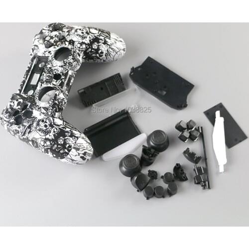 10sets/lot Skull design Snake Skin Style Custom Housing Shell Case Cover Repair For Playstation 4 PS4 Controller Gamepad