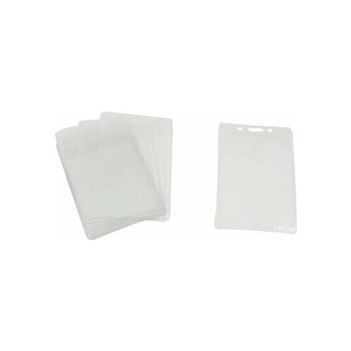 10 Pcs Clear Plastic Vertical Name Tag Badge ID Card Holders