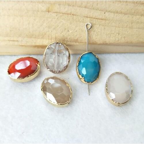 10Pcs Mix color oval-shaped gold color Faceted Crystal Loose Beads Spacer Connector Beads Jewelry Finding BD267