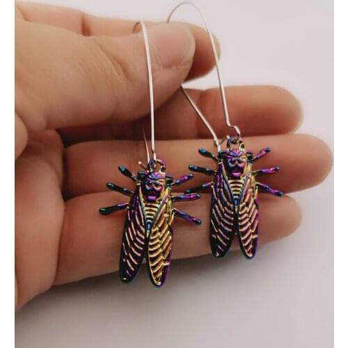 2020 New Design ! Psychedelic Cicada Lucky Insect Earrings, Unique Earrings,Super Cute