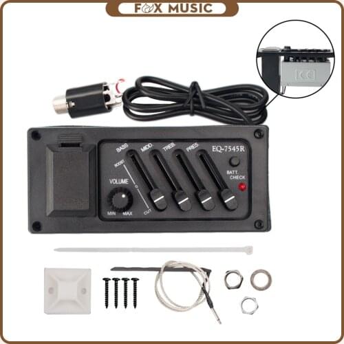 4 Band Acoustic Guitar Preamp Amplifier EQ 7545R Pickup Acoustic Guitar Amplifier Preamps Flat Side
