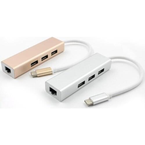 4in1 USB-C 3.1 USB Type C Hub Adapter Converter with 3 USB 3.0 Charging Port & 1 RJ45 1000Mbps Gigabit Ethernet Network Port