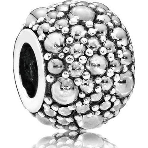 Authentic S925 Bead Shimmering Droplets Charms for Women Bracelet Bangle Lady Clear CZ Girl Gift