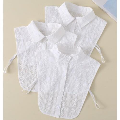 White Stand Detachable Collar Tie for Women False Collar Shirt Removable Lapel Half Shirt Fake Collars Female Clothes Decor