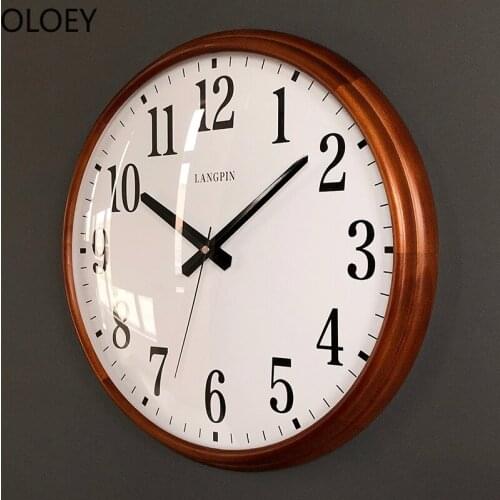 Large Modern Wall Clock Vintage Solid Wood Retro Silent Living Room Bedroom Home Decor Office Simple Wall Watch Kitchen Clocks