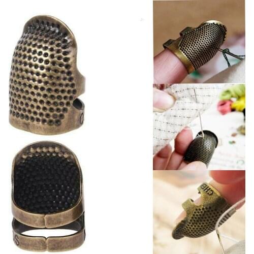 Bronze Adjustable Finger Cots Thimble Ring Sewing Needles Non-slip Ring Metal Finger Cots Protection Tool Sewing Accessories