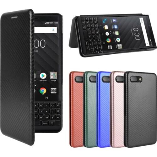 Luxury Funda Matte Flip Case for BlackBerry Key 2 Keyone DTEK70 Mercury Hard Shockproof Carbon Fiber Coque Phone Case Cover Capa