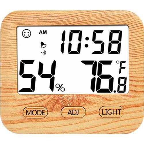 LCD Digital Temperature Humidity Meter Gauge Home Indoor Outdoor Hygrometer Thermometer Weather Station with Clock Time Display