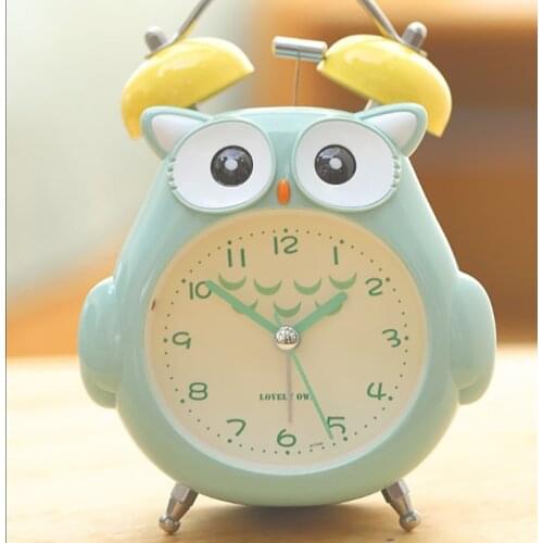 Cartoon Owl Mute Digital Wake Up Table Clock Cute Totoro Ring Bell Metal Bedroom Quartz Alarm Clock With Night Light