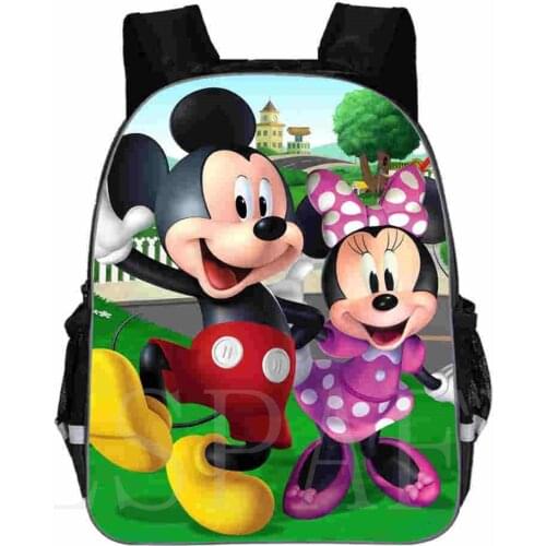Disney Mickey Minnie Mouse Children Lovely Cartoon Character Print Schoolbag Large Capacity Schoolbag For Primary School student