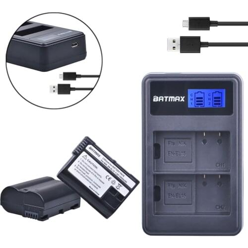 EN-EL15 EN EL15 ENEL15 Bateria akku+LCD USB Dual Charger for Nikon D600 D610 D600E D800 D800E D810 D7000 D7100,Z6, Z7