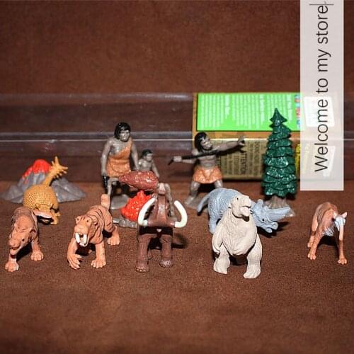 Pvc figure model Simulation prehistoric life scene model ornaments primitive people wildlife set