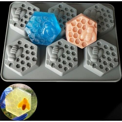 6 Hole Soap Mold Bee Honeycomb Hexagon Silicone Molds For DIY Soap Making Cake Decorating Tool Handicraft Candle Mould Supplies