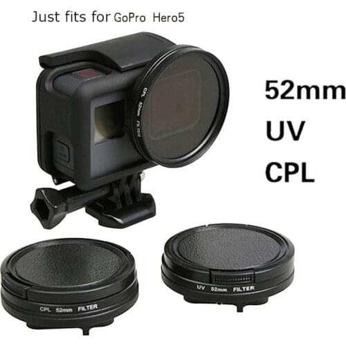 52mm UV CPL Filter hero5 Camera Accessory for GoPro Hero 7 5 6 Adapter Ring Glasses UV CPL Lens Protective Cap for Gopro Hero 5