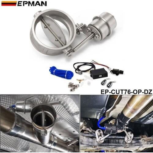 Exhaust Control Valve Set Cutout 3" 76mm Pipe OPEN Style With Vacuum Actuator with Wireless Remote Controller Set EP-CUT76-OP-DZ