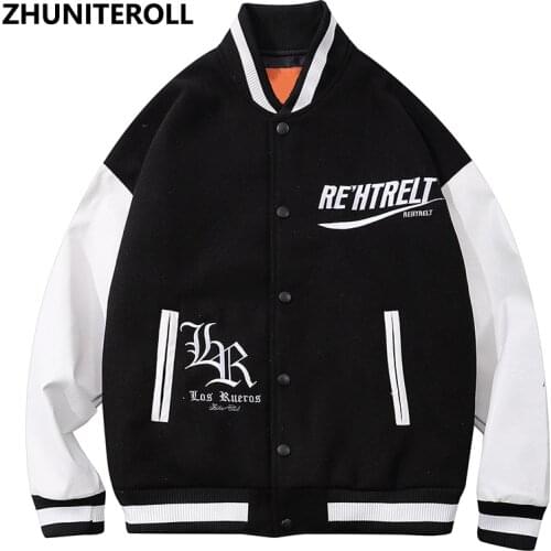 College style Harajuku Jacket Men Letter Embroidery Bomber Fashion Casual Baseball Coats Streetwear High Street Tops Clothing