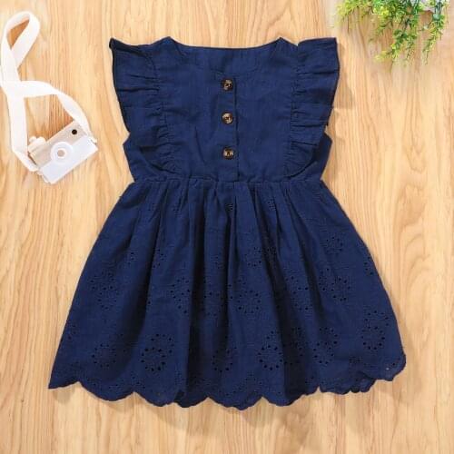 Citgeett Summer Solid Infant Baby Girls Sundress Sleeveless Jumper Skirt Buttons Casual Clothes