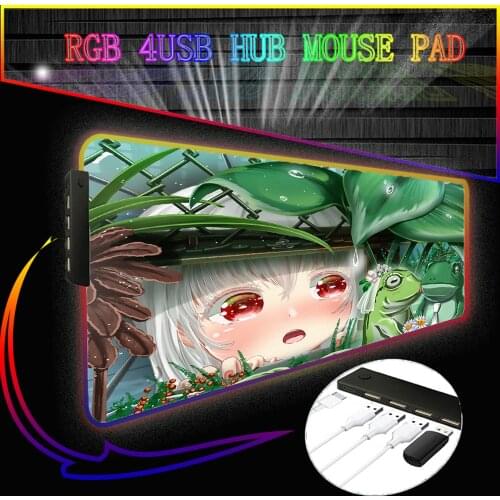 Cute Anime LED C-type Hub Suitable for USB Type Suitable for Macbook CSGO Yuanshen Impact Gamer Mouse Pad Rgb Luminous Pad Xxl