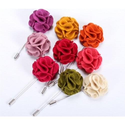 New Wholesale Brooch 5Pcs/Lot Flower Brooch Men Fabric Brooch Pin Lapel Pins For Women