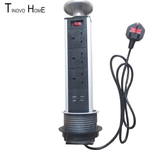 Desktop socket / pull-up socket / hidden / aluminum alloy material / 3-bit British standard socket / USB charging function pu-01