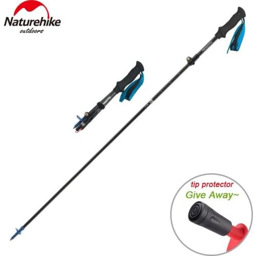 Naturehike Foldable Travel Walking Poles Ultralight Collapsible Trekking Pole adjustable Hiking Stick carbon fiber shaft