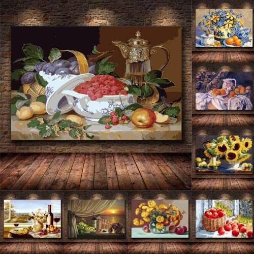 Still Life Style Fruit Flowers Aesthetics Canvas Painting Wall Art Picture Posters and Prints for Living Room Home Artwork Decor