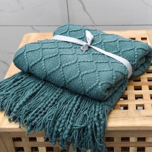Nordic Sofa Tassel Throw Knitted Blanket Super Soft Decor For Office Air Condition Airplane Travel Nap Shawl Cover Blankets