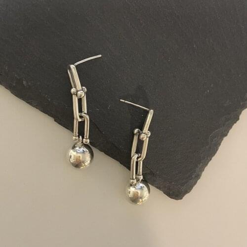 Orgin Summer High Street U Shape Chain Round Ball Dangle Earrings for Women Exaggeration Hollow Out Earrings Party Jewelry Hot