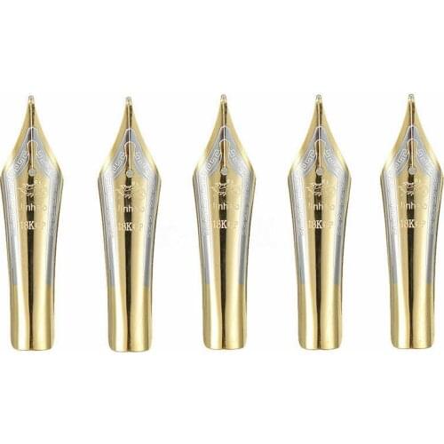 High Quality 5pcs Fountain Pen Nibs 0.5mm Medium Fine Nib Iridium Tip Gold
