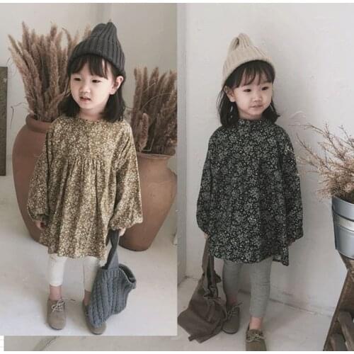 Autumn Winter New Baby Girl Cute Floral Dress Kids Dress for Girls Toddler Clothes Puff Sleeve Girls Princess Dress for Party