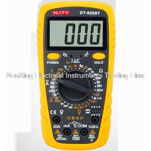 Fast arrival DT9208T handheld digital multimeter, low-cost universal table full range protection multimeter