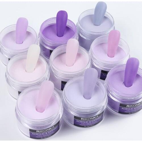9Boxes 15g Light Purple Color Acrylic Powder Nail Extension Design Powder Engraving 3D Pattern Dust Kit For Manicure Decorations